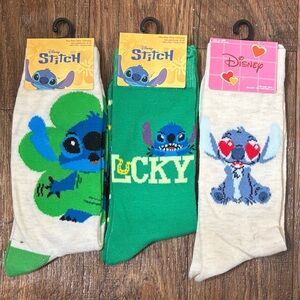 Disney Stitch Socks Trio in Green and Cream